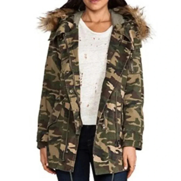 Capulet Jacket Women’s Small REVOLVE Camo Parka Coat Faux Fur Trim - Picture 1 of 8